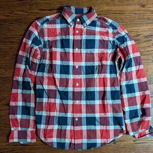Merona Plaid Long Sleeve Button Up - Red/Blue/White - Small